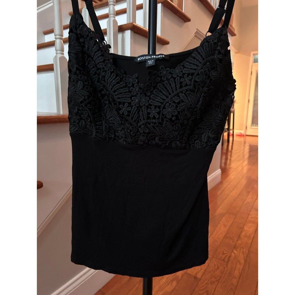 Boston Proper Black Lace Camisole Medium